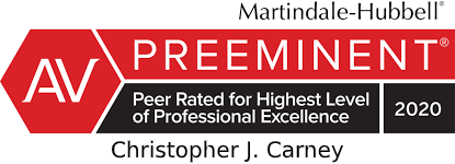 Christopher J. Carney | Peer rated for highest level of professional excellence in 2020 by AV Preeminent from Martindale-Hubbel